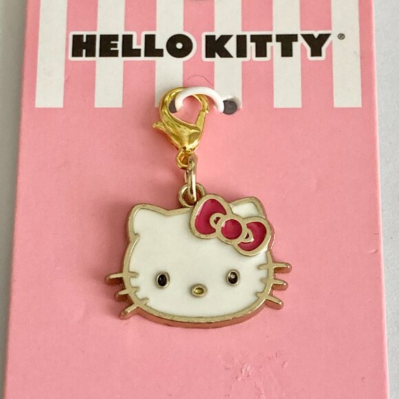 Hello Kitty Clip On Charm Sanrio Gold Tone Enamel Zipper Pull Purse Bag - Picture 2 of 10